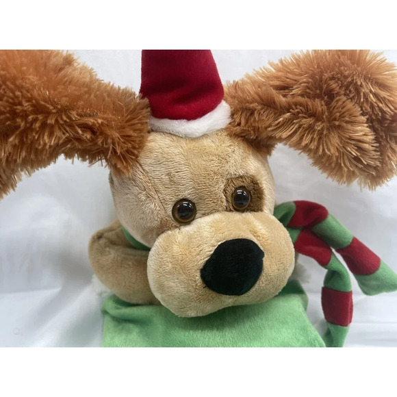Christmas Stocking Musical Flop-Eared Doggie with Hanger  Plush 22” Working RARE - Picture 2 of 12